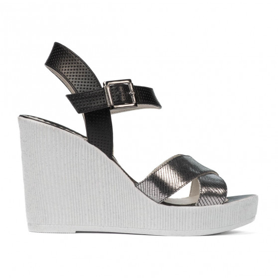 Sandalias mujer 5081 plateado combinado