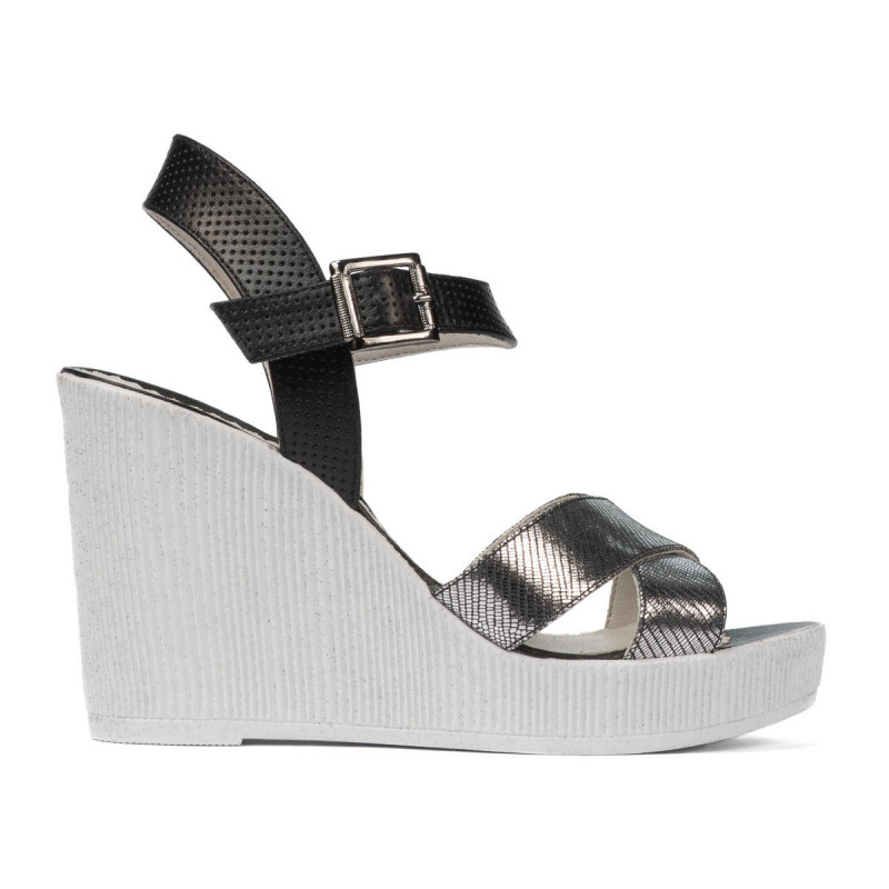 Sandalias mujer 5081 plateado combinado