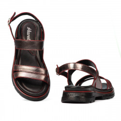 Sandalias de mujer 5075 gris nacarado+rojo