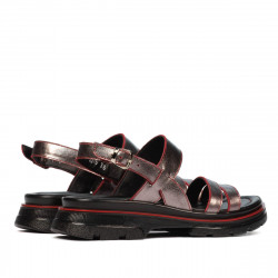 Sandalias de mujer 5075 gris nacarado+rojo