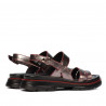 Sandalias de mujer 5075 gris nacarado+rojo
