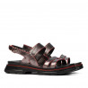 Sandalias de mujer 5075 gris nacarado+rojo