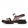 Sandalias de mujer 5075 gris nacarado+rojo