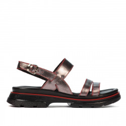Sandalias de mujer 5075 gris nacarado+rojo