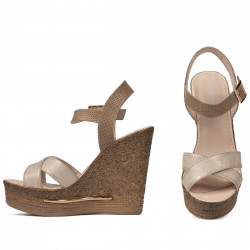 Sandalias de mujer 5078 beige+dorado