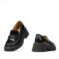 Zapatos casuales mujer 6041 cocodrilo negro combinado