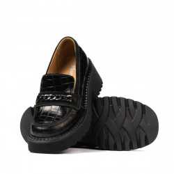 Zapatos casuales mujer 6041 cocodrilo negro combinado