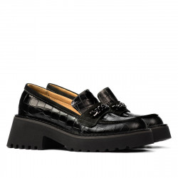 Zapatos casuales mujer 6041 cocodrilo negro combinado