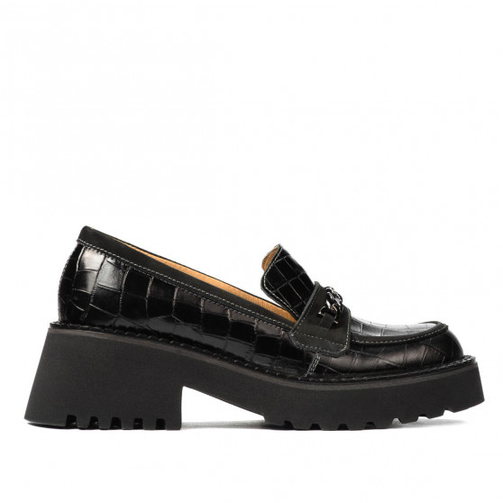 Zapatos casuales mujer 6041 cocodrilo negro combinado