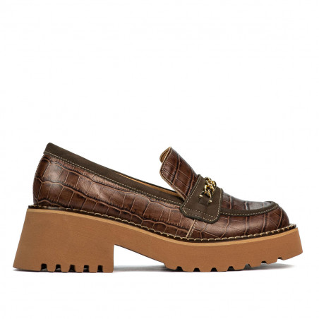 Zapatos casuales mujer 6041 croco marrón combinado