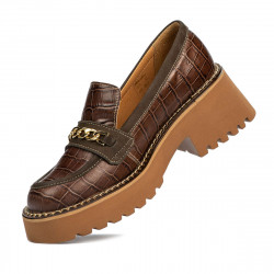 Zapatos casuales mujer 6041 croco marrón combinado