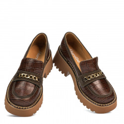 Zapatos casuales mujer 6041 croco marrón combinado