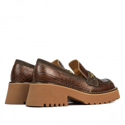 Zapatos casuales mujer 6041 croco marrón combinado