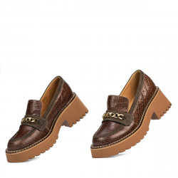 Zapatos casuales mujer 6041 croco marrón combinado