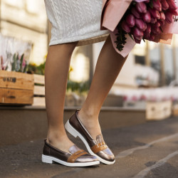 Zapatos casuales/elegantes de mujer 6037 cobre combinado