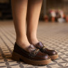 Zapatos casuales mujer 6041 croco marrón combinado lifestyle