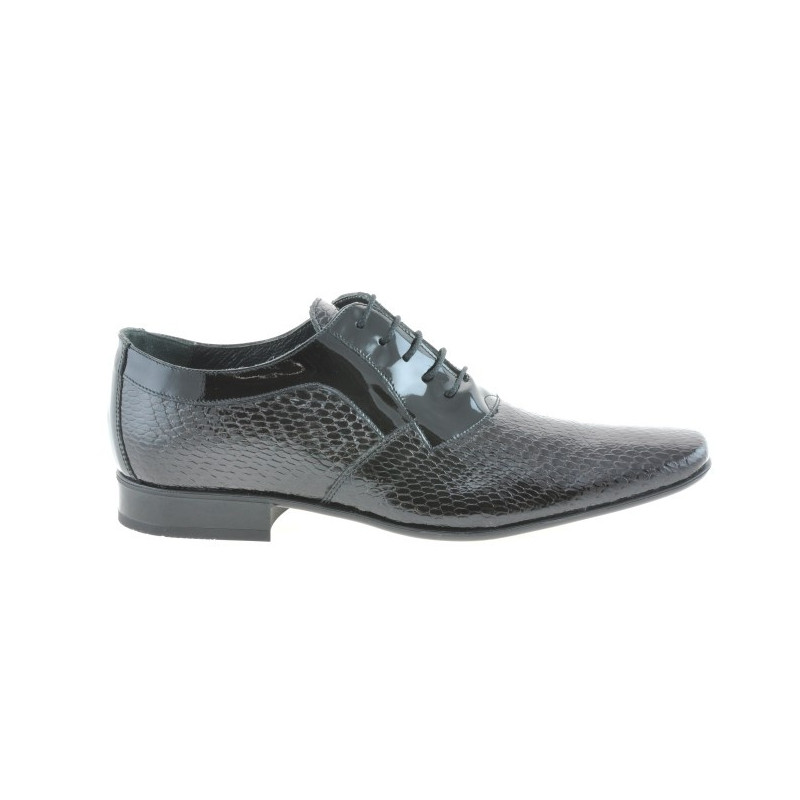 Zapatos elegantes hombres 798 croco charol negro