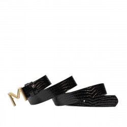 Cinturón de mujer 13m cocodrilo negro brillante