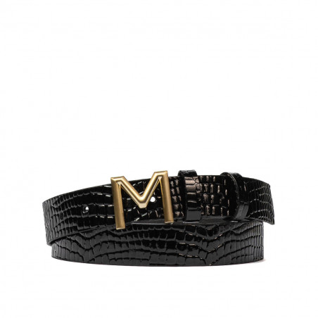 Cinturón de mujer 13m cocodrilo negro brillante
