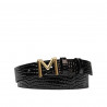 Cinturón de mujer 13m cocodrilo negro brillante