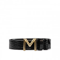 Cinturón de mujer 13m cocodrilo negro brillante
