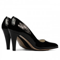 Zapatos elegantes de mujer 1234 charol negro