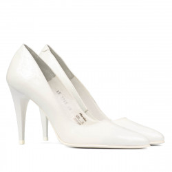Zapatos elegantes de mujer 1246 charol blanco