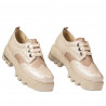 Zapatos casuales de mujer 6047 beige combinado