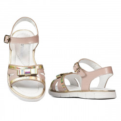 Sandalias para niños 539 charol nude combinado