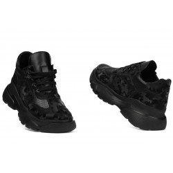 Zapatillas deportivas mujer 6053 negro camuflaje combinado