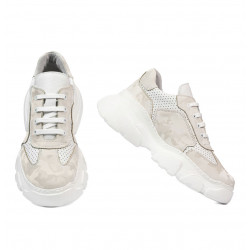 Zapatillas deportivas de mujer 6053 beige camuflaje combinado