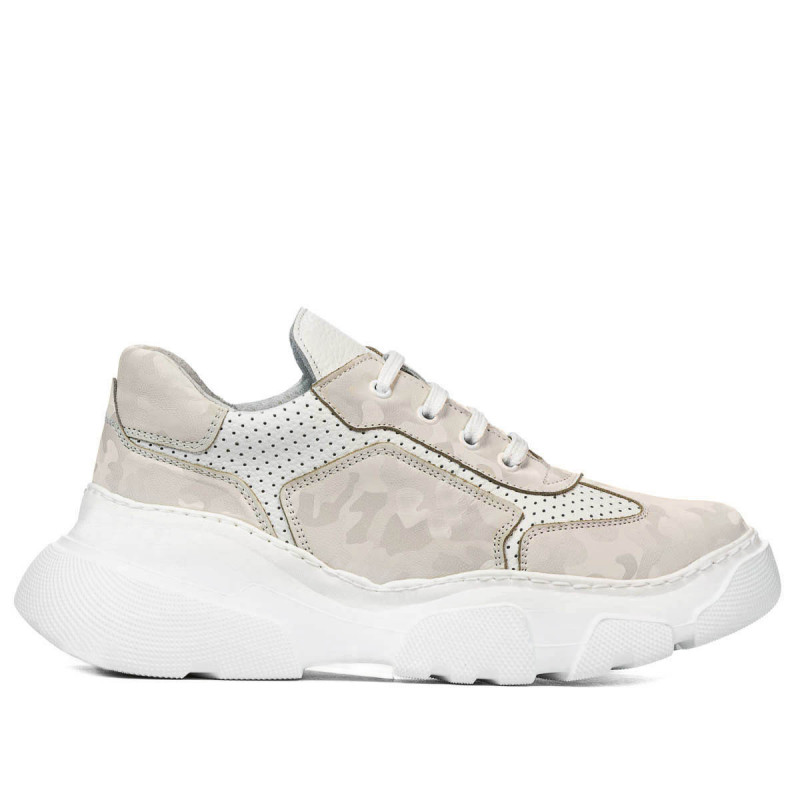 Zapatillas deportivas de mujer 6053 beige camuflaje combinado
