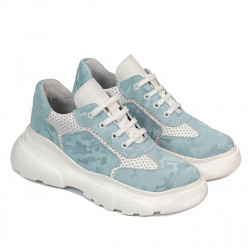 Zapatillas deportivas de mujer 6053 en azul camuflaje combinado
