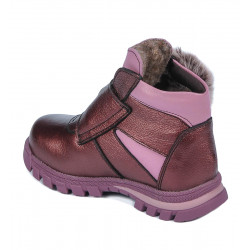 Botines para niños pequeños 104c burdeos nácar combinado