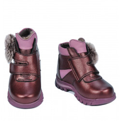 Botines para niños pequeños 104c burdeos nácar combinado