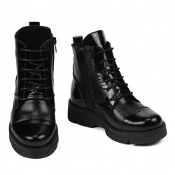 Botas para niños 3029 charol negro combinado