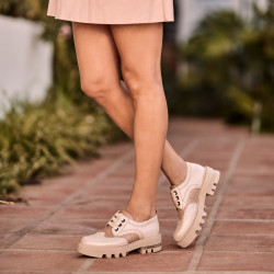 Zapatos casuales de mujer 6047 beige combinado lifestyle