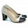 Zapatos elegantes de mujer 1213 charol beige+negro