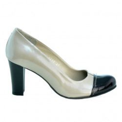 Zapatos elegantes de mujer 1213 charol beige+negro
