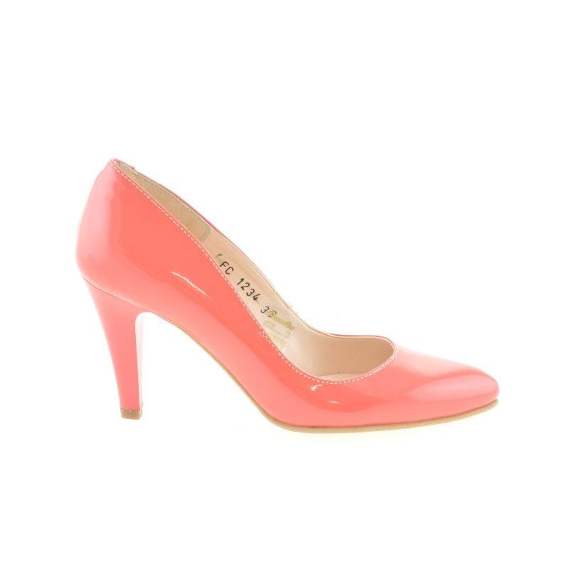 Zapatos elegantes de mujer 1234 charol rojo coral