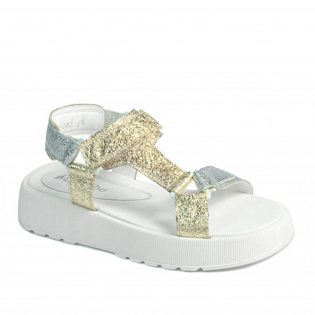 Sandalias mujer 5082 plateado+dorado