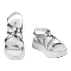 Sandalias de mujer 5100 plateadas combinadas