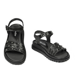 Sandalias mujer 5096 negro metalizado
