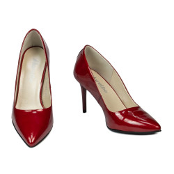 Zapatos elegantes de mujer 1293 charol rojo nácar