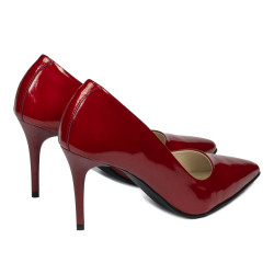 Zapatos elegantes de mujer 1293 charol rojo nácar