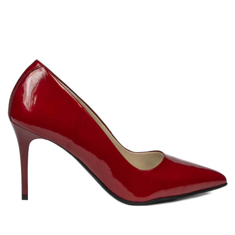 Zapatos elegantes de mujer 1293 charol rojo nácar