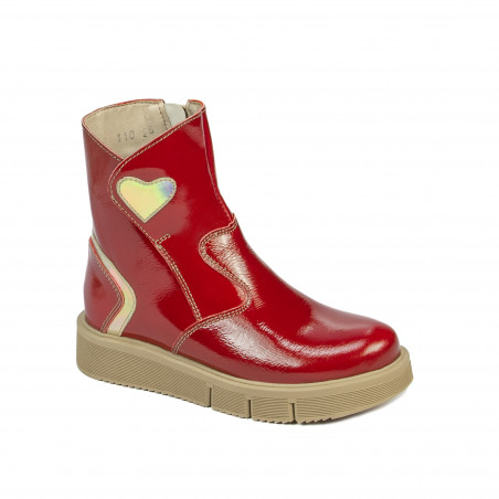 Botines para niños pequeños 110c charol rojo combinado