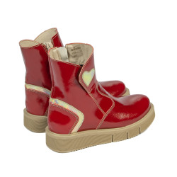 Botines para niños pequeños 110c charol rojo combinado