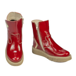 Botines para niños pequeños 110c charol rojo combinado
