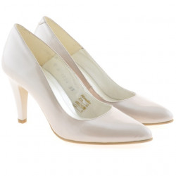 Zapatos elegantes de mujer 1234 charol beige nácar
